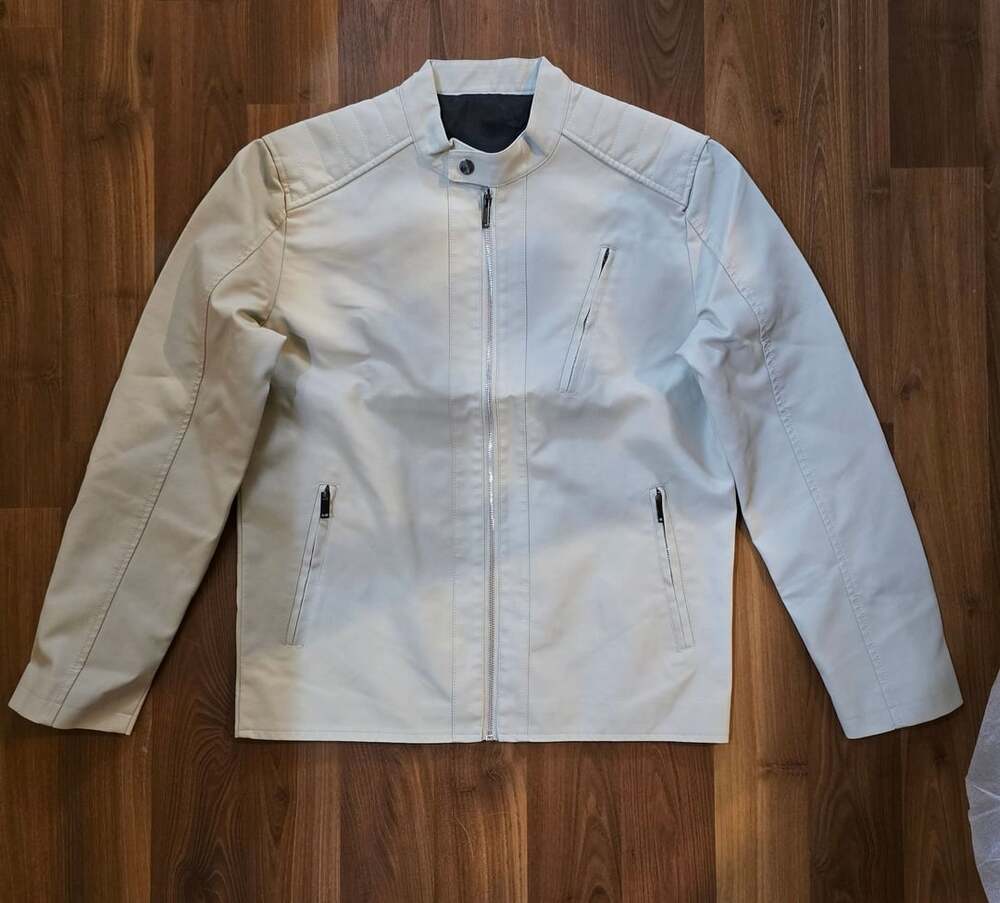 Cream  Faux Leather  Jacket, Size S